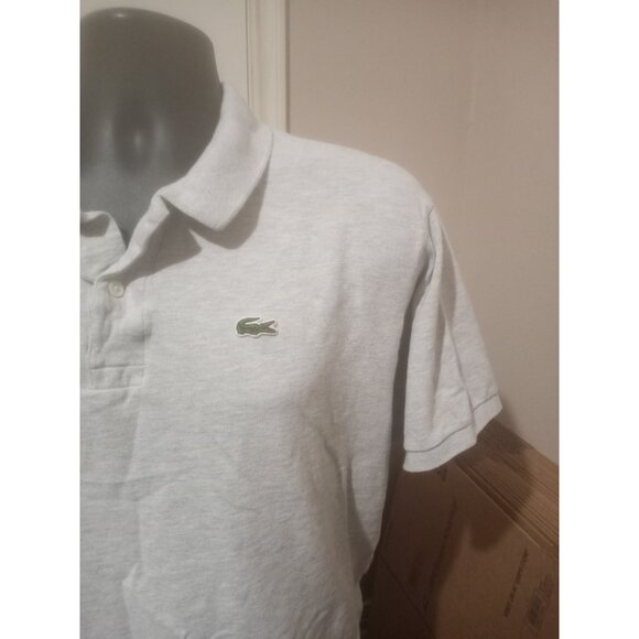 LACOSTE Size 8 Men's Solid Gray Logo Short Sleeve Cotton Golf Polo Shirt 2XL - Picture 6 of 13